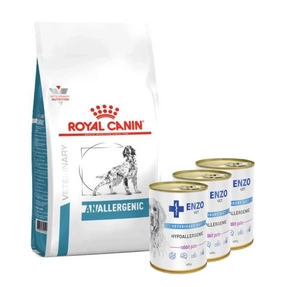 ROYAL CANIN Anallergenic AN18 8kg + 3x ENZO VET Hipoalerģiska diēta ar trušiem suņiem 400g