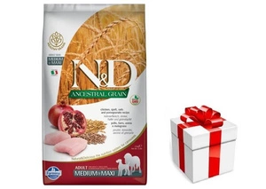 Farmina N&amp;D Ancestral Grain canine CHICKEN &amp; POMEGRANATE ADULT MEDIUM&amp;MAXI 12kg + STAIGMENA SUŅIEM