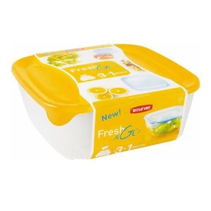 "Curver Fresh &amp; Go" trauku komplekts 0,8L + 1,7L + 2,9L + 0,25L - dzeltens