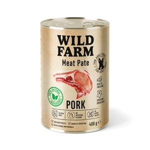 Wild Farm pastētes cūkgaļas 400g bezglutēna barība suņiem