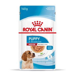 ROYAL CANIN Medium Puppy 10x140g mitrā barība mērcē kucēniem līdz 12 mēnešu vecumam, vidēja lieluma kucēniem