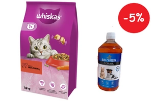 WHISKAS Adult 14kg - sausā kaķu barība ar liellopu gaļu un dārzeņiem