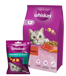 WHISKAS Adult 14kg - sausā kaķu barība ar liellopu gaļu un dārzeņiem