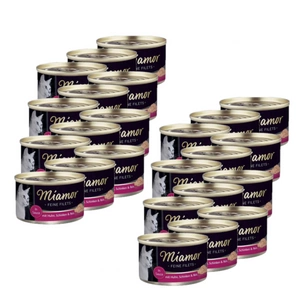 Miamor Feine Filets in jelly - mitrā kaķu barība vistas gaļa ar šķiņķi un rīsiem100g kārba