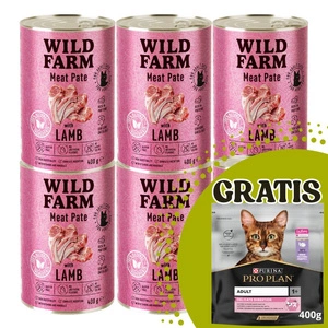 WILD FARM Pastēte ar jēra gaļu 400g - bezglutēna barība kaķiem