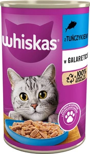 WHISKAS Adult bundža 400g - mitrā kaķu barība ar tunci želejā