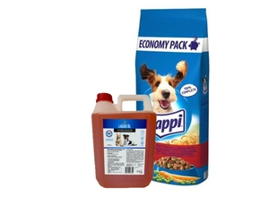 CHAPPI 13,5 kg - sausā barība suņiem ar liellopu gaļu, mājputnu gaļu un dārzeņiem + LAB V Laša eļļa suņiem un kaķiem 5000ml