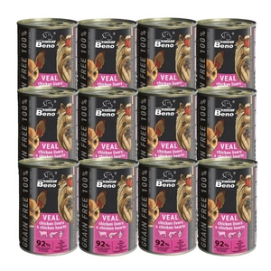 Super Beno PIES bezzbożowe kąski z cielęciną, wątróbką drobiową i sercami drobiowymi w sosie 415g