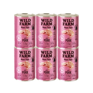 WILD FARM Paēte ar cūkgaļu 400g - bezglutēna barība kaķiem
