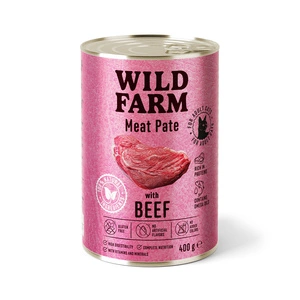 WILD FARM Paēte ar liellopu gaļu 400g - bezglutēna barība kaķiem