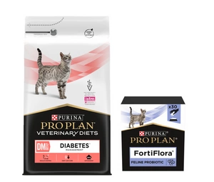 PURINA Veterinary PVD DM Diabetes Management Cat 5kg + PURINA PVD FortiFlora Cat 30 paciņas