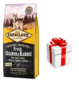 Carnilove Fresh Chicken Rabbit Adult 12 kg + pārsteigums sunim