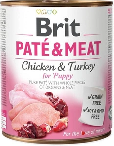 BRIT PATÉ & MEAT CHICKEN & TURĶIJA PIENIEM 800g