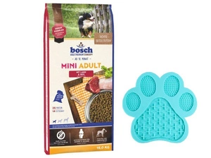 Bosch Adult Mini Lamb &amp; Rice, jēra gaļa ar rīsiem (jauna recepte) 15kg + BILLIGER laiza paklājiņu