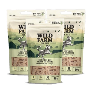 WILD FARM mīkstas laša sloksnes ar taurīnu 50g kaķu kārums