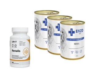 ENZO VET Nieru diēta su liellopu gaļu suņiem 3x400g + LAB-V Renalis 45 kapsulasj