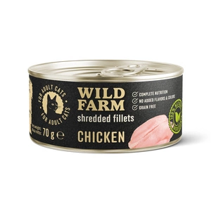WILD FARM Fillets Chicken 70g - mitrā kaķu barība bez graudiem, fileja buljonā