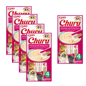 INABA Churu tunča un garneļu garšas kārums kaķiem 20x14g