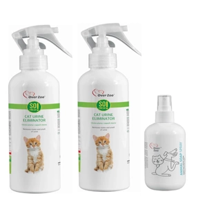 OVER ZOO Tik svaigs! CAT URINE ELIMINATOR Noņem urīna traipus un smakas 250ml