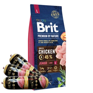 BRIT Premium By Nature Junior L 15kg + Hector putnu bar 3x900g