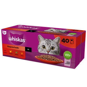 WHISKAS Adult Potrawka 40x85g Mājputnu garša - mitrā kaķu barība želejā (vistas, pīles, mājputnu, tītara) paciņā