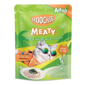 MOOCHIE Tuna & Wakame In Gravy 70g mitrā barība kaķiem (tuncis un wakame aļģes mērcē)