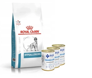 ROYAL CANIN Hypoallergenic DR21 14kg + 3x ENZO VET Hipoalerģiska diēta suņiem ar tītaru 400g