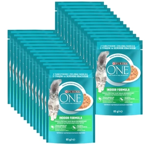Purina One Cat Indoor ar tunci un zaļajām pupiņām 26x85g