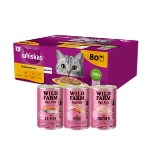 WHISKAS Adult maisiņš 80 x 85 g Mājputnu gabaliņš - mitrā barība pieaugušiem kaķiem želejā (gabaliņi ar: vistu, pīli, mājputnu gaļu, tītaru)
