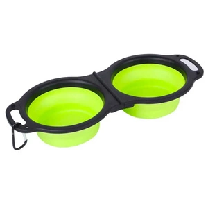 NUXIE® Dubultā salokāmā ceļojuma bļoda sunim un kaķim ar karabīni 2x 350ml