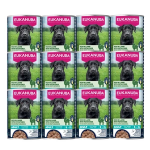 EUKANUBA Mitrā barība pieaugušiem suņiem, bagāta ar jēra gaļu un kartupeļiem 400 g