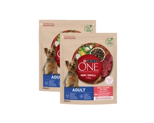 PURINA ONE Mini Adult liellopu gaļa, rīsi - sausā barība suņiem - 2x800g