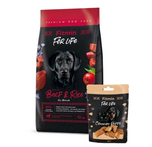 FITMIN For Life Liellopu gaļa ar rīsiem 12kg
