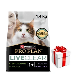 PRO PLAN LiveClear Barība pieaugušiem kaķiem pēc sterilizācijas, bagāta ar tītara gaļu, 1,4 kg
