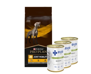 PURINA Veterinary PVD JM Joint Mobility 12kg + ENZO VET Atveseļošanās diēta suņiem 3x400g