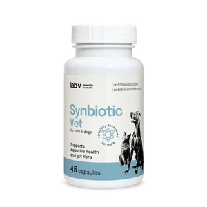 LAB-V Synbiotic Vet - kuņģa un zarnu trakta veselības un zarnu mikrofloras atbalsts suņiem un kaķiem 45 kapsulas