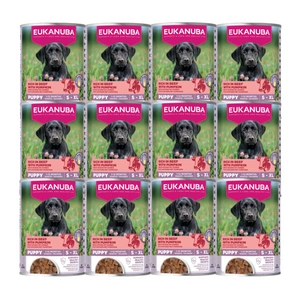 EUKANUBA Mitrā barība kucēniem, bagāta ar liellopu gaļu un ķirbjiem 400 g