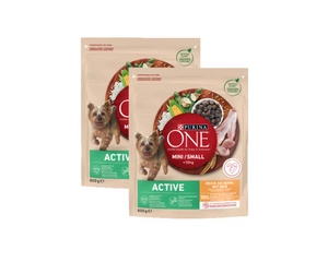PURINA ONE Mini Active vistas gaļa, rīsi - sausā barība suņiem - 2x800g