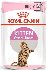 ROYAL CANIN Kitten Sterilised 12x85g mitras barības mērce sterilizētiem kaķēniem līdz 12 mēnešu vecumam