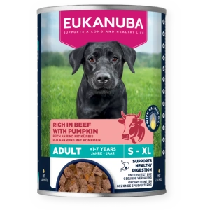 EUKANUBA Mitrā barība pieaugušiem suņiem, ar liellopu gaļu un ķirbjiem 400 g