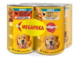 PEDIGREE Adult konservu kārba 4X400G - mitrā suņu barība želejā (2x AR VISU, 2x AR PIENU)