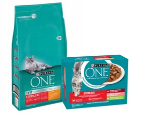 Purina One Cat Sterilcat vistas barība 6kg + paciņas 12x85g