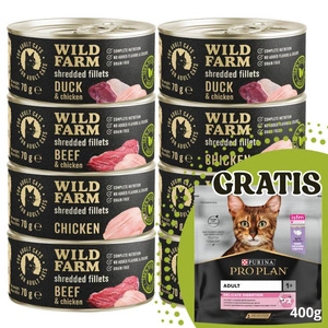 WILD FARM Fillets Chicken 70g - mitrā kaķu barība bez graudiem, fileja buljonā