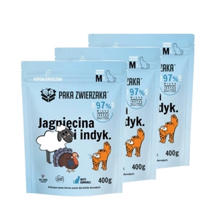 Paka Zwierzaka - Sausā barība kaķiem jēra un tītara gaļa ''M'' 400g