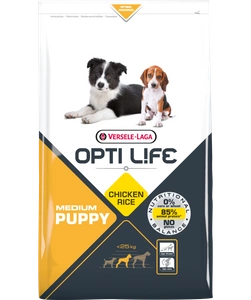 VERSELE-LAGA Opti Life Puppy Medium 12,5kg - ar vistas gaļu - vidējas šķirnes kucēniem