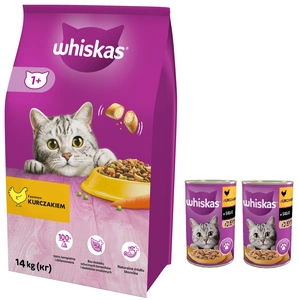 WHISKAS Adult 14kg - sausā kaķu barība ar vistu un dārzeņiem