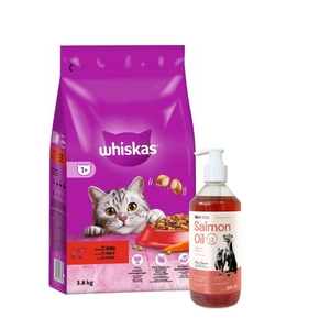 WHISKAS Adult 3,8 kg - sausa pilnvērtīga barība pieaugušiem kaķiem, ar gardu liellopu gaļu