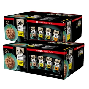 SHEBA maisiņi 80x85g Delikatese Mājputnu garšas - mitrā kaķu barība, želejā, ar pīli, ar vistu, ar mājputnu gaļu, ar tītaru, ar mājputnu gaļu