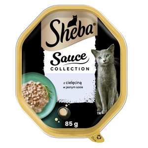 SHEBA Sauce Collection paplāte 85g - mitra pilnvērtīga barība pieaugušiem kaķiem, izcirtņi ar teļa gaļu, mērcē