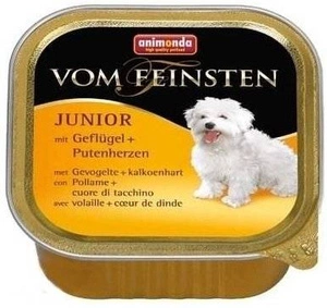 ANIMONDA Dog Vom Feinsten Junior garša: mājputnu un tītara sirdis 150g x22